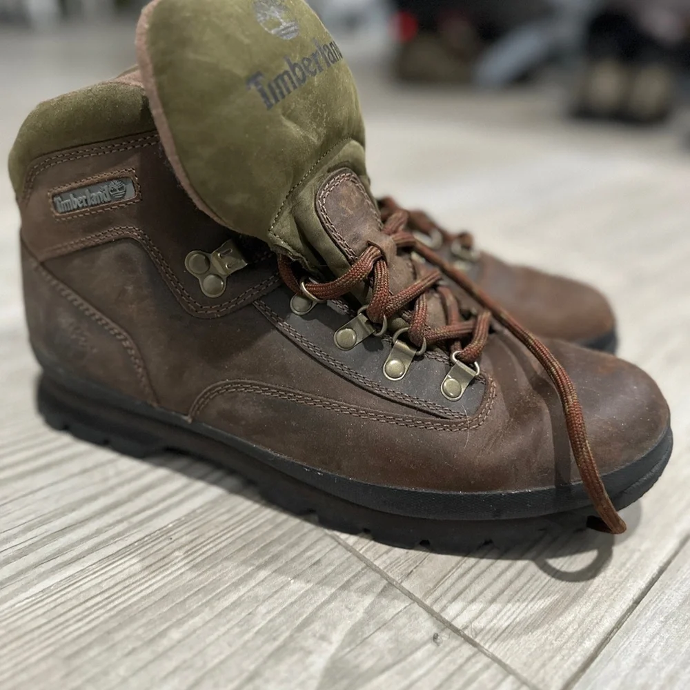 Timberland Hiker Brown 90s Leather Mid Hiking Boots - Picture 2 of 5